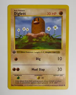 1999 WOTC POKEMON BASE SET SHADOWLESS 1ST EDITION DIGLETT 47/102 COMMON LP-NM - Image 3