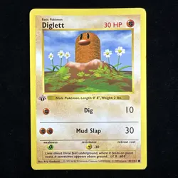 Diglett 47/102 1st Edition Shadowless Base Set Pokemon Card Game 1999 WOTC MP - Image 1