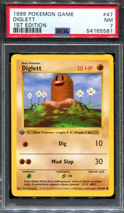 PSA 7 Pokemon 1999 Shadowless 1st Edition Base Set Diglett #47 - Image 1