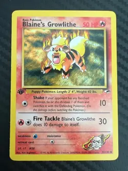 Pokemon TCG Blaine's Growlithe Gym Heroes 35/132 Regular 1st Edition NM - Image 1