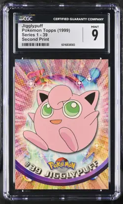 CGC 9 Jigglypuff 39 Second Print Topps Series 1 1999 Pokemon Card - Image 1