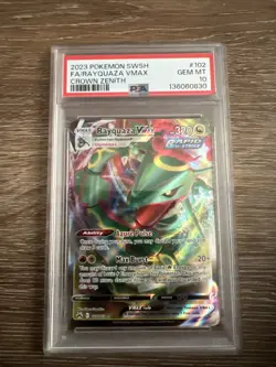 2023 Pokemon Crown Zenith Rayquaza VMAX Ultra Rare Card PSA 10 Gem Mint #102/159 - Image 1