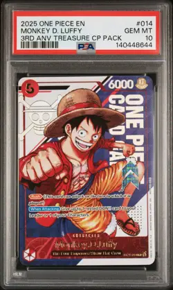 2025 One Piece EN 3rd Anniversary Treasure #14 Monkey D. Luffy PSA 10 - Image 1