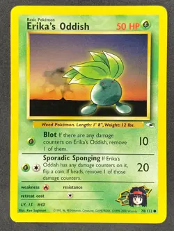 Pokemon Erika's Oddish 78/132 G1 Gym Heroes Unlimited LP/NM - Image 1