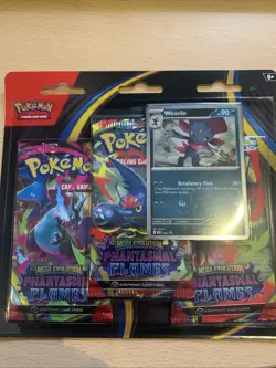 Pokemon TCG Mega Evolution Phantasmal Flames Triple Blister Sneasel NEW & SEALED - Image 1