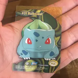 MP! Bulbasaur #01 PC2 Topps TV Animation Clear Blue Logo Pokemon Card - Image 5