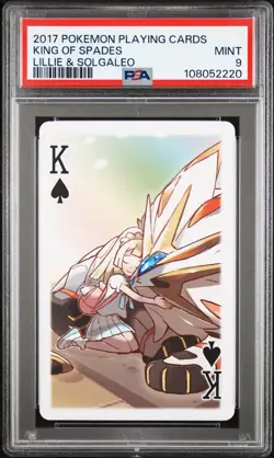 2017 POKEMON PLAYING CARDS LILLIE, GLADION & LUSAMINE KING OF SPADES PSA 9 - Image 1