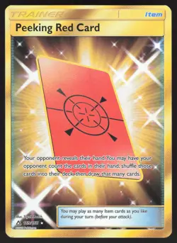 Peeking Red Card 169/156 Secret Rare Pokemon TCG Ultra Prism VLP - Image 1