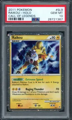 Pokemon PSA 10 GEM MINT Call of Legends Raikou SL9 (JC) - Image 1