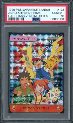 Pokemon PSA 10 Japanese Bandai Carddass Vending Series Prism Holo Ash #173 - Image 1