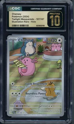 Pokemon CGC 10 Pristine Twilight Masquerade Illustration Rare Chansey 187/167 - Image 1
