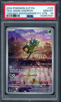 Pokemon PSA 10 Gem Mint Pokemon Center Stamped Promo Teal Mask Ogerpon SVP123 - Image 1
