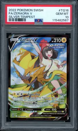 Pokemon PSA 10 Silver Tempest: Trainer Gallery Full Art Zeraora V TG16/TG30 - Image 1