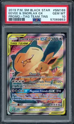 Pokemon PSA 10 Gem Mint SM Promo Tag Team Eevee & Snorlax GX SM169 - Image 1