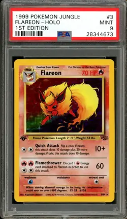 Pokemon PSA 9 Mint 1st Edition Jungle Holo Flareon 3/64 - Image 1