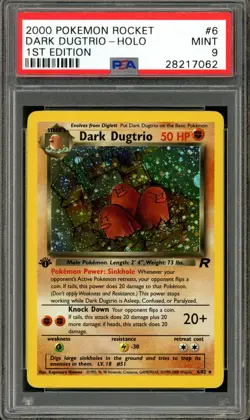 Pokemon PSA 9 Mint 1st Edition Team Rocket Holo Dark Dugtrio 6/82 - Image 1