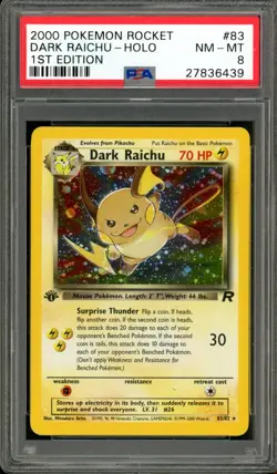Pokemon PSA 8 NM-MT 1st Edition Team Rocket Holo Dark Raichu 83/82 - Image 1