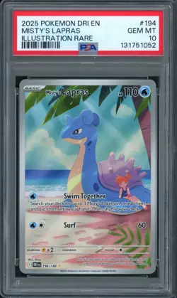 Pokemon PSA 10 Gem Mint Destined Rivals Illustration Rare Misty's Lapras 194/182 - Image 1