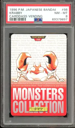 Pokemon PSA 8 NM-MT 1996 Japanese Bandai Carddass Vending Krabby #98 - Image 1