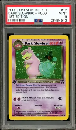Pokemon PSA 9 Mint 1st Edition Team Rocket Holo Dark Slowbro 12/82 - Image 1