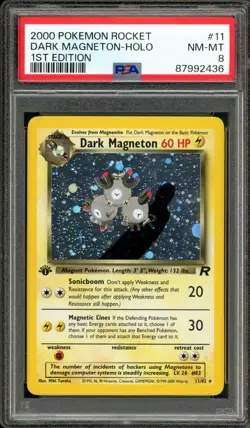 Pokemon PSA 8 NM-MT 1st Edition Team Rocket Holo Dark Magneton 11/82 - Image 1