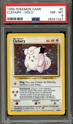 Pokemon PSA 8 NM-MT Base Set Holo Clefairy 5/102 - Image 1