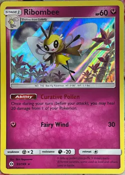Ribombee Holo Rare - 93/149 - Sun & Moon Base Pokemon 2017 - Image 1