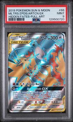 2019 POKEMON HIDDEN FATES #66/68 MOLTRES & ZAPDOS & ARTICUNO TAG TEAM GX PSA 9 - Image 1