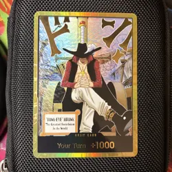One Piece CCG : OP14 The Azure Sea’s Seven - Gold DON!! Dracule Mihawk English - Image 1