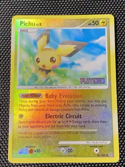 Pokemon Pichu 45/100 Platinum Stamped Reverse Holo Uncommon Stormfront LP - Image 1