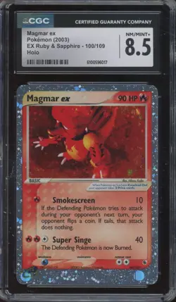 2003 Pokemon EX Ruby & Sapphire Holo #100 Magmar ex CGC 8.5 - Image 1