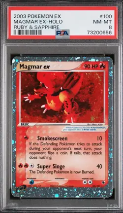 PSA 8 Magmar EX 100/109 Ruby & Sapphire Holo Rare 2003 Pokemon Card Holo Foil - Image 1
