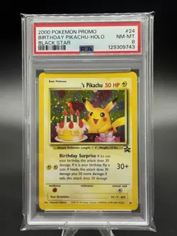PSA 8 Birthday _'S Pikachu Holo - 24 - 2000 Black Star Promo - Pokemon TCG Card - Image 1