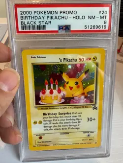 2000 Pokemon Promo Black Star #24 Birthday Pikachu-Holo Black Star PSA 8 - Image 3