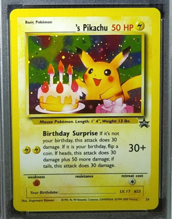 Pokemon Birthday Pikachu PSA 8 Black Star Promo 24 WOTC 2000 Holo Card - Image 2