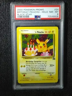 Pokemon Birthday Pikachu PSA 8 Black Star Promo 24 WOTC 2000 Holo Card - Image 3