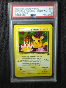 Pokemon Birthday Pikachu PSA 8 Black Star Promo 24 WOTC 2000 Holo Card - Image 4