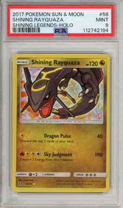 Shining Rayquaza 2017 Pokemon Sun & Moon Shining Legends Holo PSA 9 #56/73 - Image 3