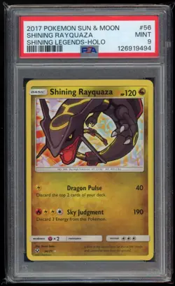 2017 Pokemon Sun & Moon Shining Rayquaza #56/73 Shining Legends-Holo PSA 9 Mint! - Image 1