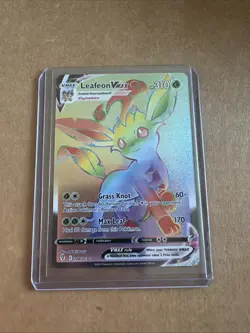 Pokemon TCG Leafeon VMAX Rainbow Secret Rare Holo Card Evolving Skies - Image 1