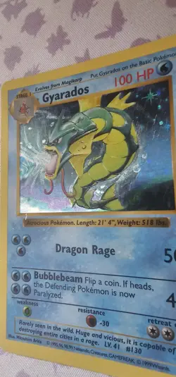 Pokemon TCG SHADOWLESS Gyarados Holo Rare Card Base Set 6/102 RAW - Image 2