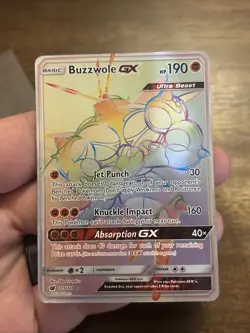 Pokemon Buzzwole GX 115/111 Crimson Invasion Rainbow Secret Rare - Image 1