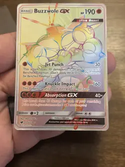 Pokemon Buzzwole GX 115/111 Crimson Invasion Rainbow Secret Rare - Image 3