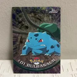 Topps Chrome 2000 #01 Bulbasaur Pokemon TV Animation Series MP-HP - Image 1
