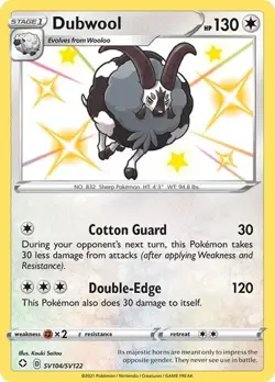 Dubwool SV104/SV122 SWSH Shining Fates Shiny Holo Rare Pokemon - NM - Image 1