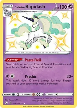 Galarian Rapidash SV048/SV122 SWSH Shining Fates Shiny Holo Rare Pokemon - NM - Image 1