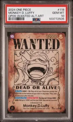 One Piece 2024 OP09-WANTED Alt Art #119 Monkey D. Luffy PSA 10 Gem Mint English - Image 1