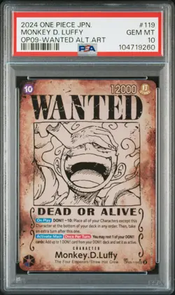 MISLABELED Monkey D. Luffy One Piece OP09 WANTED Alt Art SP English #119 PSA 10 - Image 1