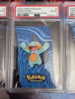 2003 Pokemon Topps Advanced Embossed Die-Cut #4 Mudkip, #5 Marshtomp,#6 Swampert - Image 3