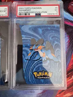 2003 Pokemon Topps Advanced Embossed Die-Cut #4 Mudkip, #5 Marshtomp,#6 Swampert - Image 4